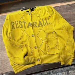 Yellow Knit Cardigan with Button Closure